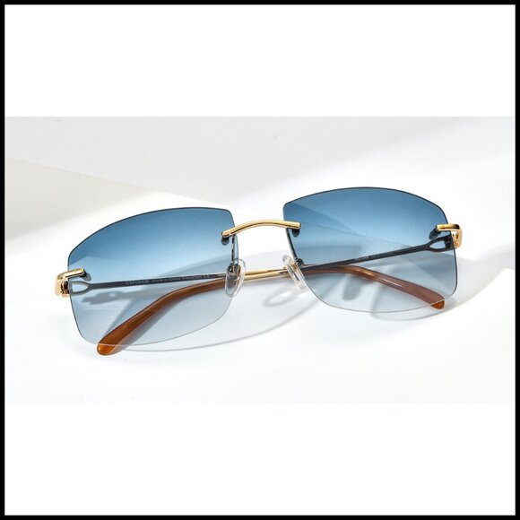 Oversized Frameless Square Sunglasses UV400 Nylon Lens Retro Chic Fashion